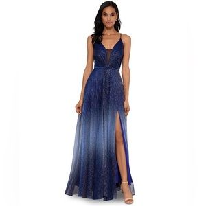 BETSY & ADAM-Metallic Ombré Gown